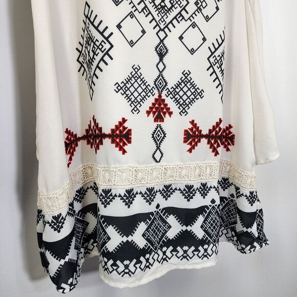 Taylor & Sage Womens Mini Dress Medium Long Bell Sleeve Tribal Print Aztec Tunic - Picture 7 of 11